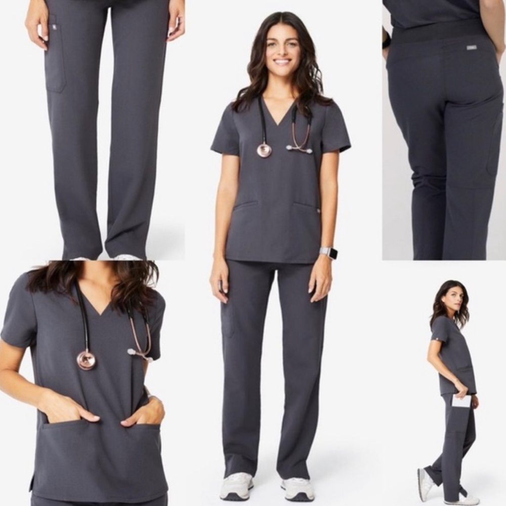 Figs Medium Set of Casma top & Kade pants Charcoal